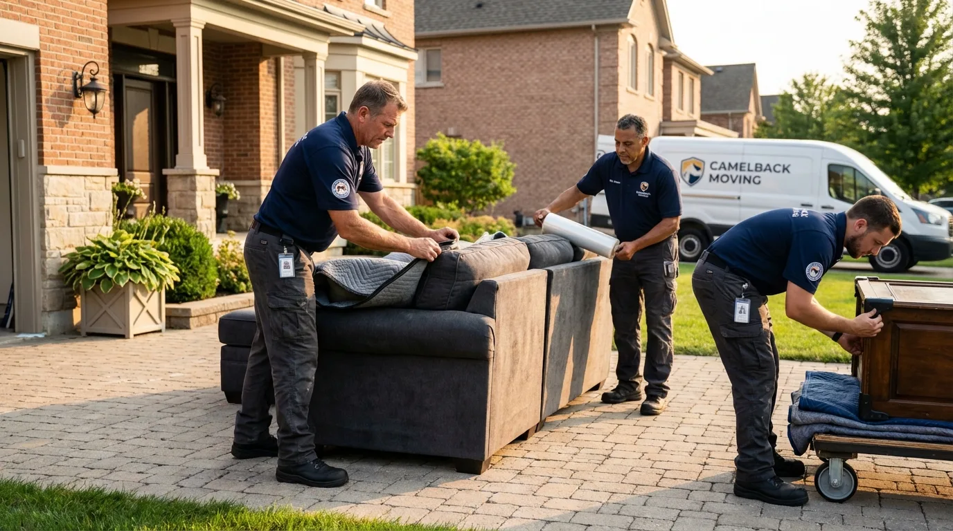 Large estate moving crew wrapping furniture in Greensburg, KY